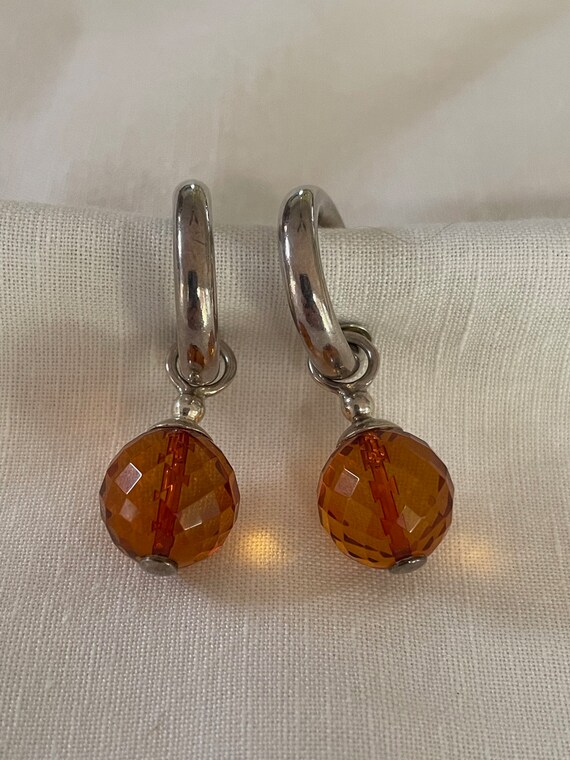 Baltic Amber Bead And Sterling Silver Hoop Dangle… - image 9