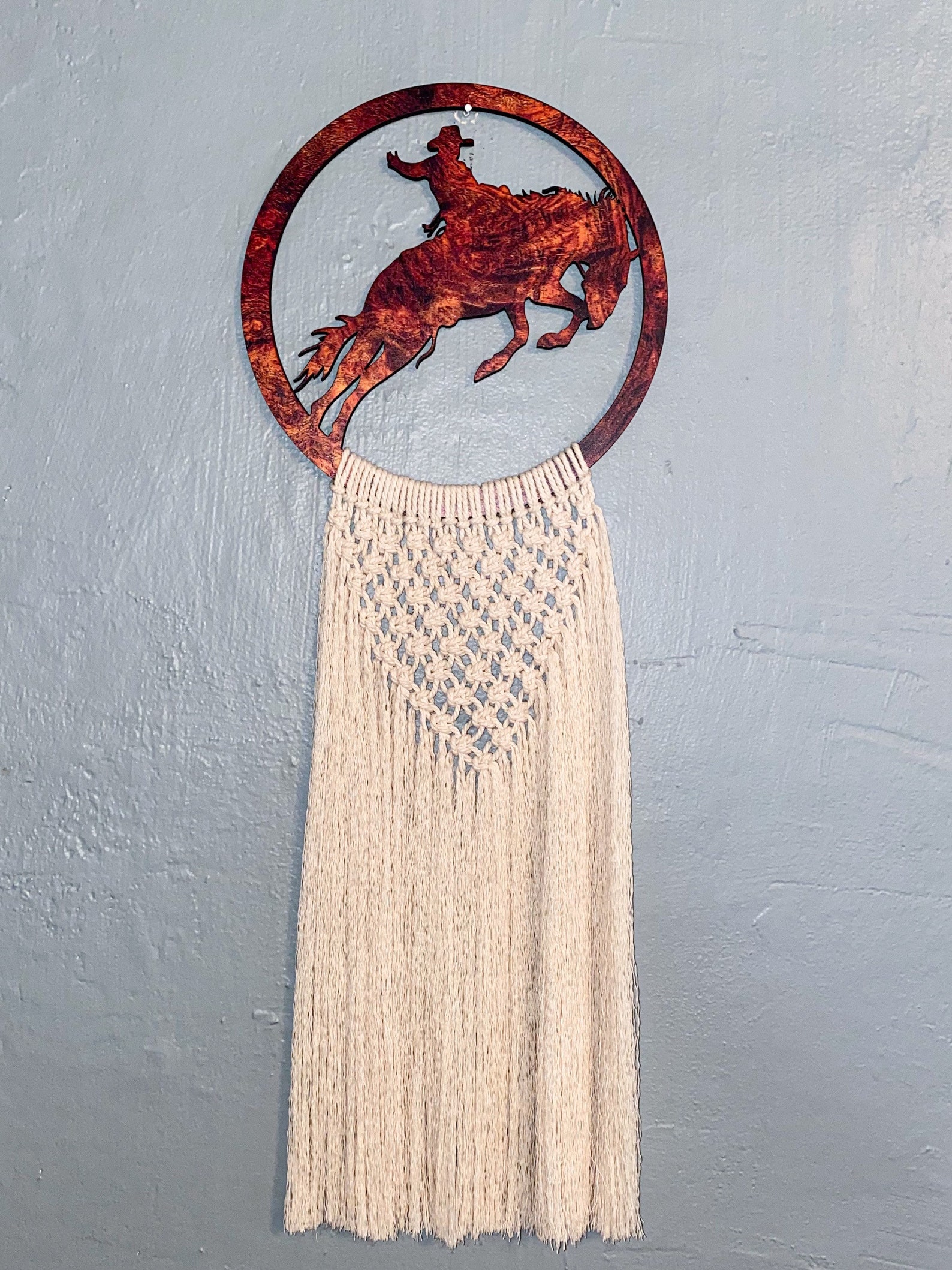 Bucking Horse Macrame Wall Hanging Etsy