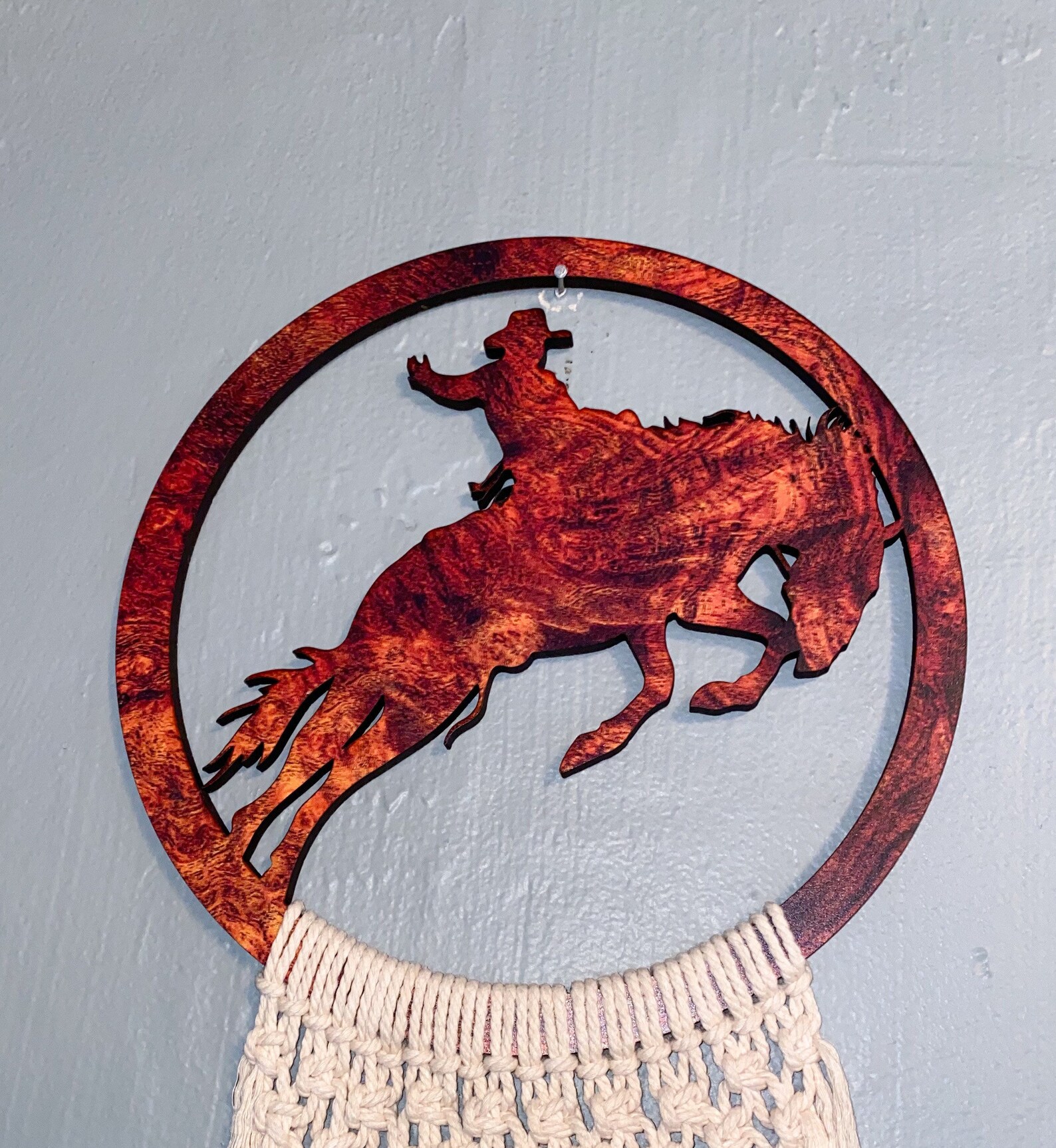 Bucking Horse Macrame Wall Hanging Etsy