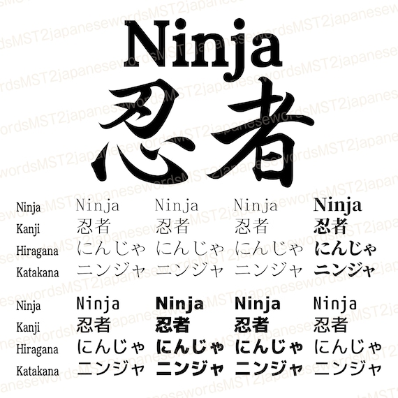 Ninja Japanese Kanji Letters For Ai Eps Png Svg Etsy