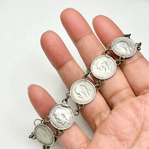Antique Silver Coin Bracelet 1916-1940 – George V VI (7 Inches