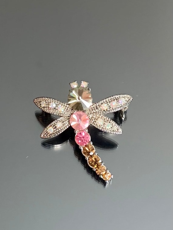 Stunning Dragonfly Brooch Pin AB Multi-color Colo… - image 3