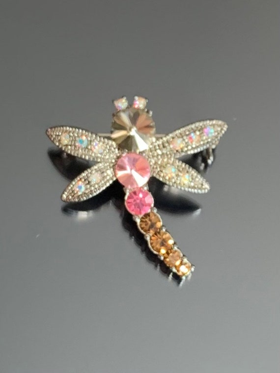 Stunning Dragonfly Brooch Pin AB Multi-color Colo… - image 4