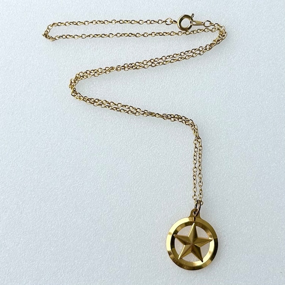STAR Within a Circle Pendant 0.75” Gold Plated on a Chain