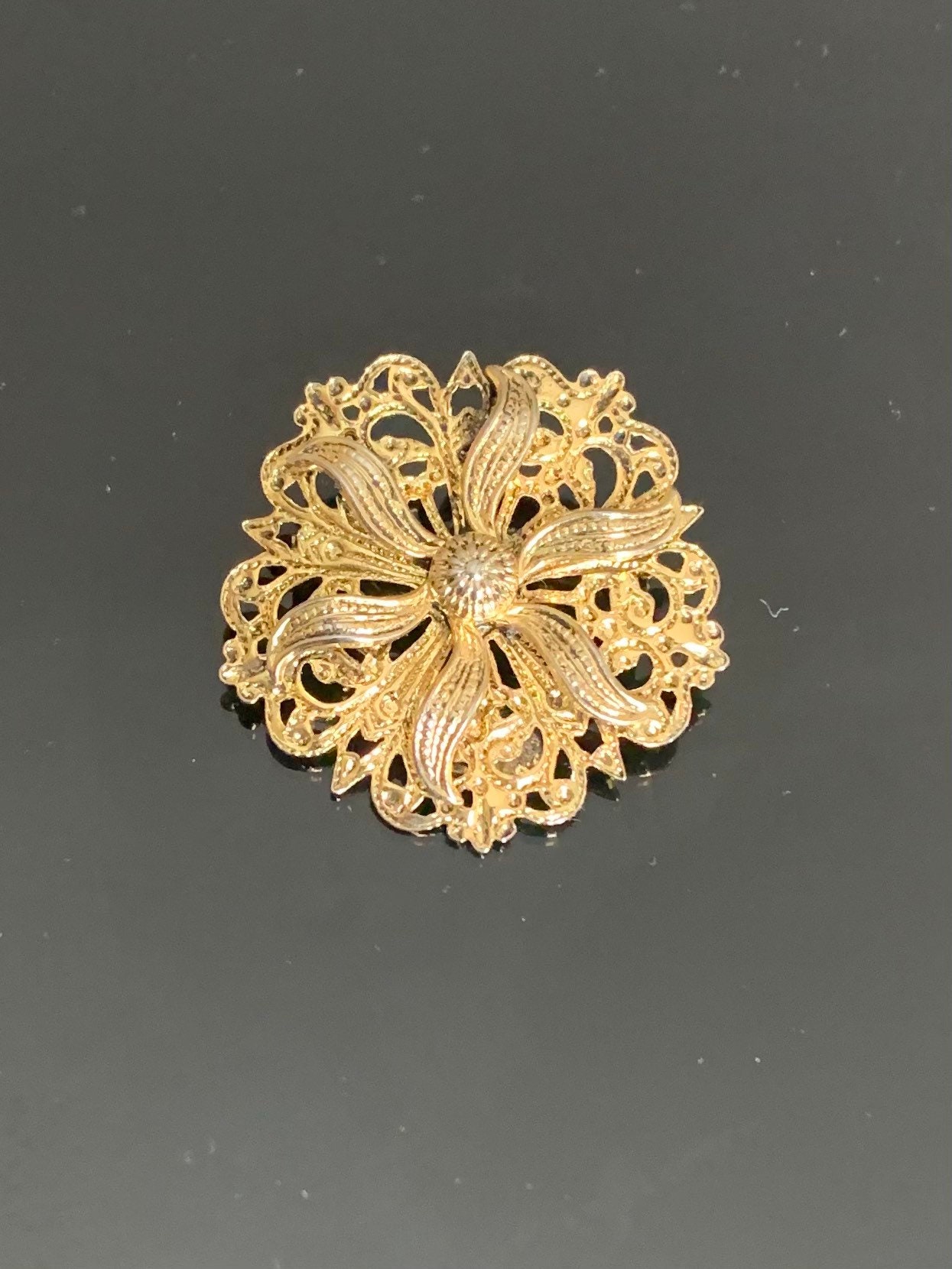 Vendome Flower Brooch Pin Vintage Signed Gold Tone | Etsy