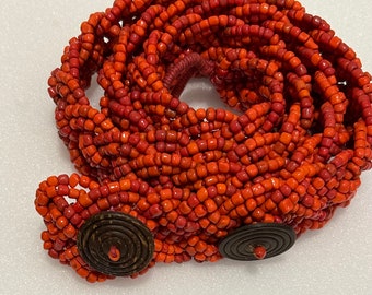 Glass Beaded Belt Wood 3” in Antique Orange Size 30”-34” Wholesale Glass beaded belt wood wider 3 inches in Antique  main image 4
