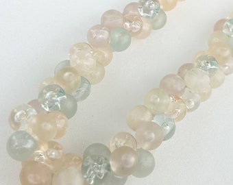 Vintage Lucite Bead Necklace: Frosted Pastel Pink & Blue, 16”