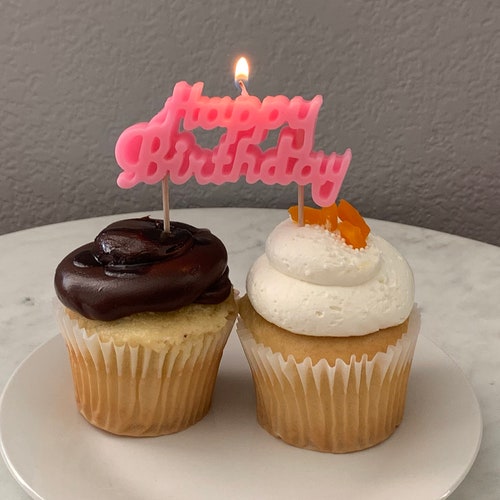 Happy Birthday Cake Topper Candle Cupcake Decor Cute Aesthetic Etsy Uk