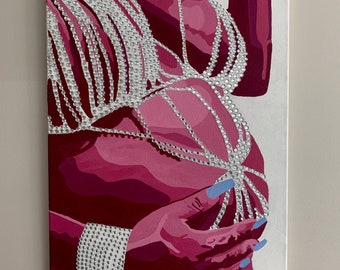 Mother Magenta (24" X 12" inch White Canvas)