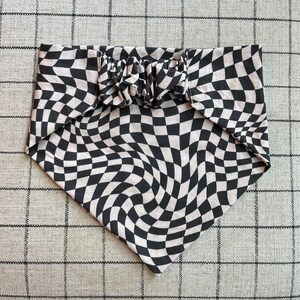 Black and White Checkered Pet Bandana | Dog Apparel | Dog Collar | Cotton Dog Bandana | Pet Dog Cat Gift | Dog Accessories | Pet Neckwear