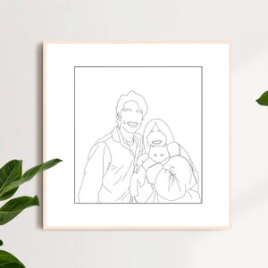 Custom Line Art Portrait Downloadable Art | Family Portrait | Personalized Gift | Line Drawing | Faceless Portrait | Minimalist | Prints