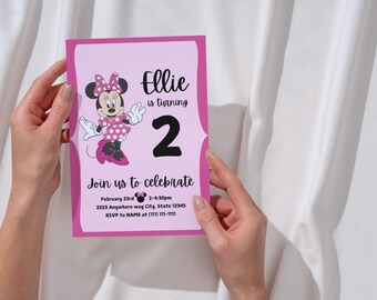 Invitación de cumpleaños editable de Minnie