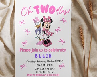 Invitación de cumpleaños editable de Minnie