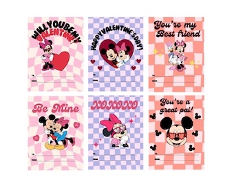 Tarjetas de San Valentín para niños con temática retro para imprimir