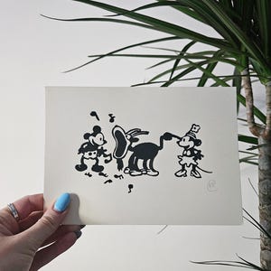 Carte imprimée faite main Mickey Mouse Steamboat Willie