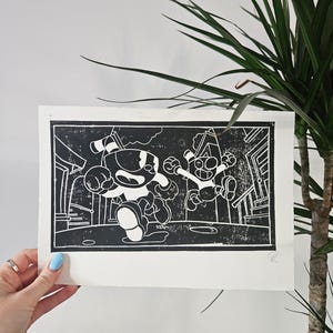 Cuphead and Mugman Handmade Print A4