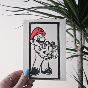 Weihnachten Mario Handgemachte Bedruckte Karte