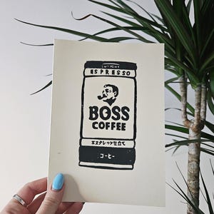 Carte imprimée japonaise faite main Boss Coffee