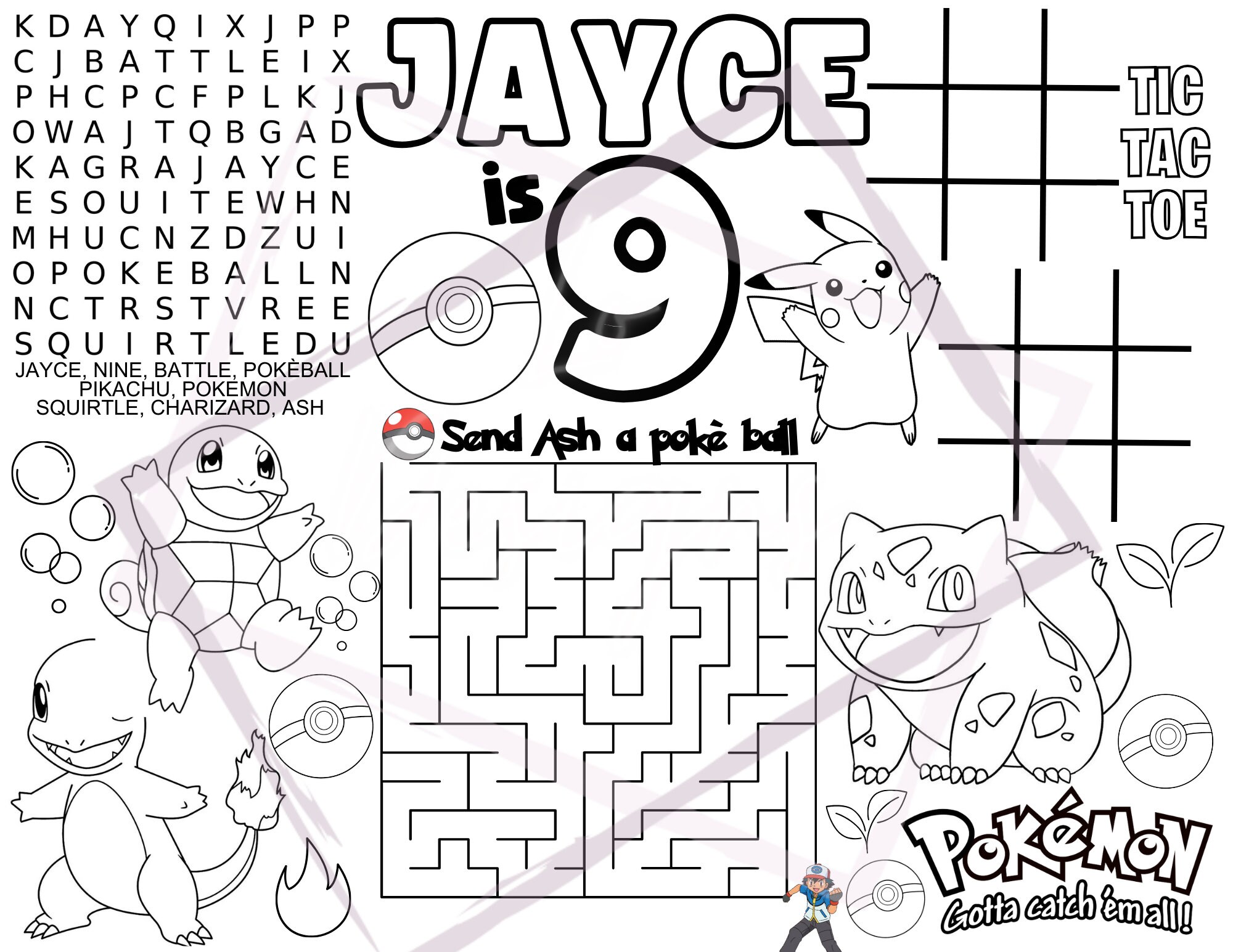 Pokémon Birthday Coloring Sheet Pokémon Coloring Sheet Etsy