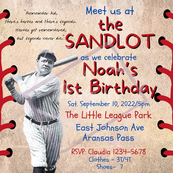 Sandlot Party Invite - Etsy