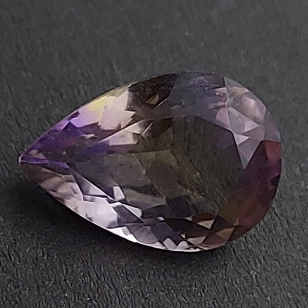 Faceted loose Ametrine - natural Trystine quartz - 2.65 CTS - pear shape 12 x 8 mm - authentic Bolivianite - Canadian supplier