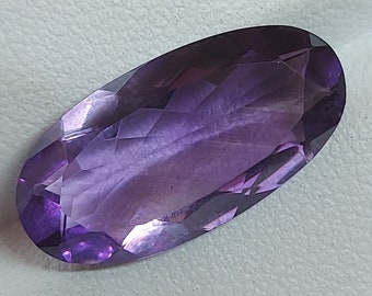 Unique Natural Amethyst Gemstone - Faceted Loose Amethyst 6.70 CTS - oval 20 x 10 mm - February birthstone - transparent purple Quartz stone