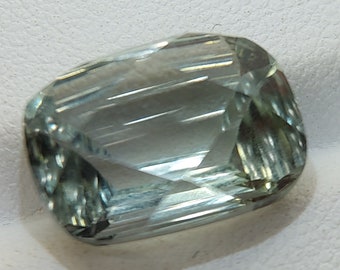 Pierre précieuse prasiolite coupée au laser - améthyste verte naturelle facettée 8,65 CTS - taille coussin 15 x 11 mm - pierre transparente en vrac pour bijoux
