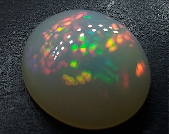 Natural welo opal cabochon - large untreated white opal gemstone 10.00 CTS - oval 18 x 16 mm - October birthstone - AAA play of color