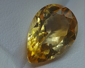 Rich color natural Citrine gemstone - faceted loose Citrine 7.00 CTS - pear shape 16 x 11 mm - November birthstone - Canadian supplier