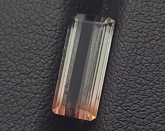 Natural bi color Tourmaline gemstone - faceted loose Tourmaline 2.35 CTS - emerald shape 12 x 5 mm - AAA transparent stone for jewelry
