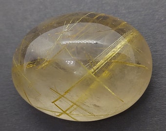 Enorme cabochon di quarzo rutilato spesso - quarzo rutilato dorato sciolto 71,25 CTS - forma ovale 29 x 23 mm - fornitore canadese