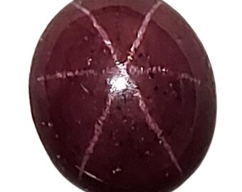 6 ray star Garnet cabochon - natural red garnet gemstone 11.50 CTS - oval 12 x 11 mm - loose asterism stone for jewelry making