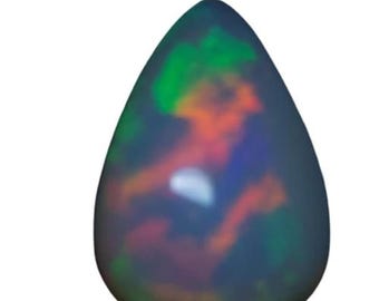 Natural Ethiopian opal cabochon - white opal gemstone 8.95 CTS - pear shape 19 x 13 mm - loose untreated welo opal for jewelry making