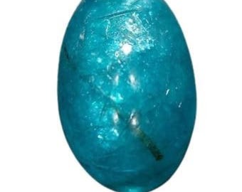 Cabochão de apatita brilhante com inclusão de rutilo - gema de apatita natural solta de 18,15 quilates - oval de 20 x 13 mm - pedra africana neon