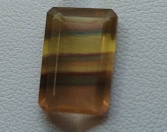 Natural Fluorite gemstone - faceted loose Fluorspar 7.05 CTS - emerald shape shape 14 x 10 mm - fluorescent gemstone - Canadian supplier