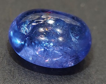 Electric flash Tanzanite cabochon - natural blue Tanzanite gemstone 7.40 CTS - oval 12 x 9 mm - loose transparent zoisite stone for jewelry