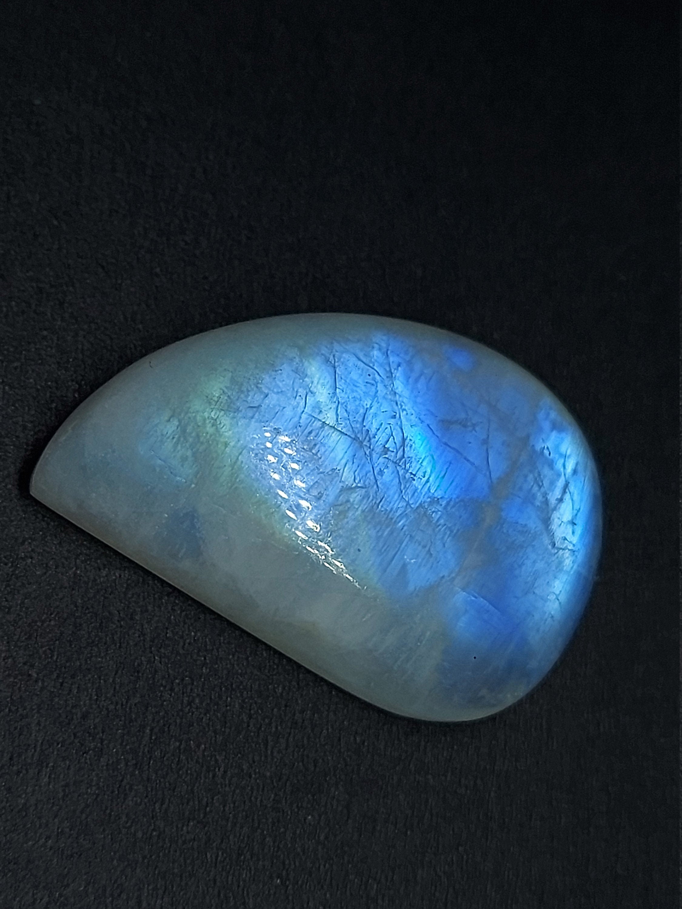 Big Glowing Blue Moonstone Cabochon - Loose Natural Orthoclase