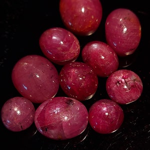 Star ruby cabochon pkg deal - natural pink ruby gemstone 70.90 CTS - 10 piece oval shapes - wholesale untreated loose asterism stone