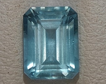 Gema de água-marinha brilhante - berilo azul natural facetado de 1,70 ct - formato esmeralda de 8 x 6 mm - pedra solta transparente para confecção de joias