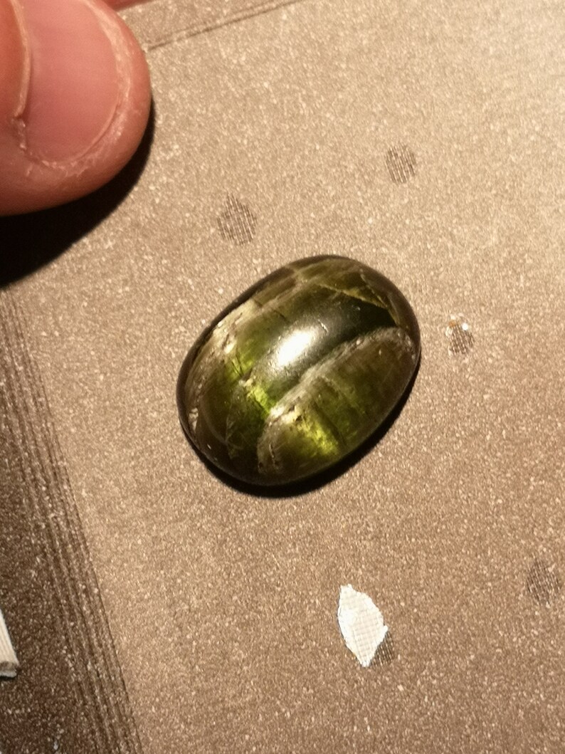 Large Cats eye Tourmaline gemstone - natural Tourmaline cabochon 20.85 CTS - oval shape 20 x 15 mm - Chatoyant Gemstone image 6