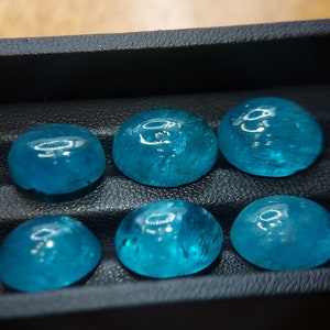 Cabochão de Apatita neon no atacado - Gema de Apatita natural azul-esverdeada solta, 55,00 quilates - 6 formatos ovais de 14 x 11 mm - Pedra extraída da terra africana imagem 7
