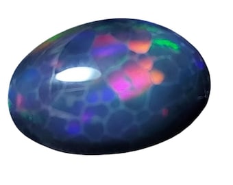 RARE honeycomb opal gemstone - Natural black opal cabochon 8.55 CTS - oval 17 x 12 mm - loose Ethiopian rainbow stone for jewelry making