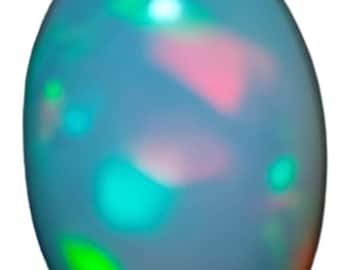 Earth mined white opal gemstone - Natural welo opal cabochon 10.65 CTS - oval 20 x 12 mm - loose Ethiopian rainbow stone for jewelry making