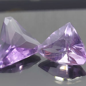 Faceted Amethyst gemstone - natural loose Amethyst 11.3 CTS - 2 piece trillion cut - February birthstone - purple Quartz stone