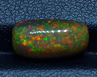 High quality black opal cabochon - natural welo opal gemstone 2.45 CTS - Baguette shape 13 x 7 mm - Ethiopian fire opal - October birthstone