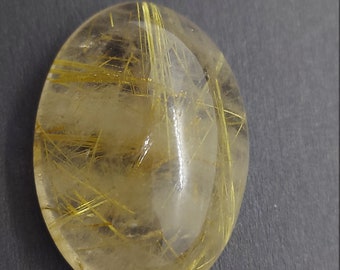 Large golden rutile quartz cabochon - loose natural rutilated Quartz 45.00 CTS - oval shape 29 x 21 mm - Canadian supplier