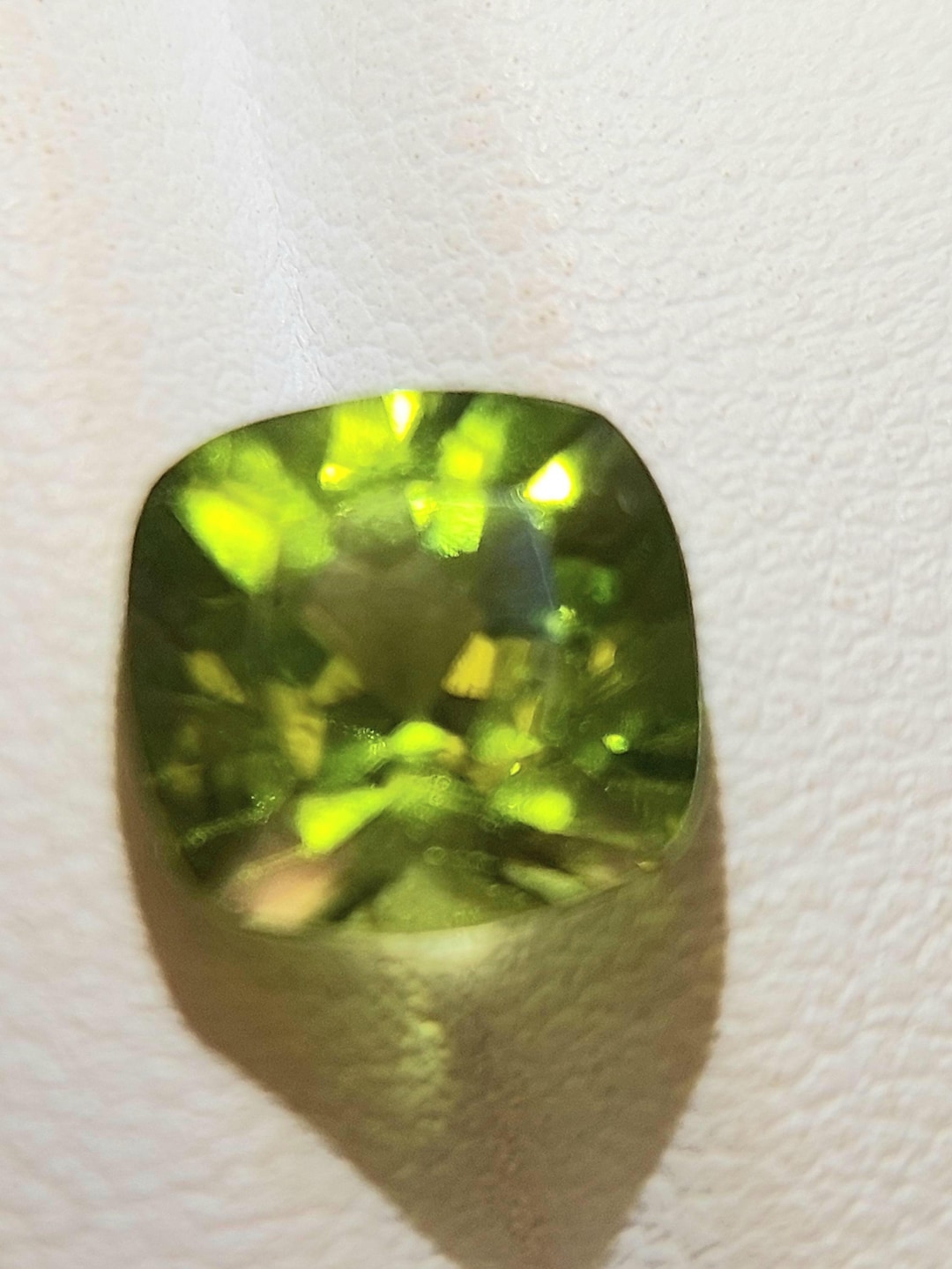Glowing Peridot Gemstone - Faceted Natural Chrysolite 3.30 CTS - Square ...