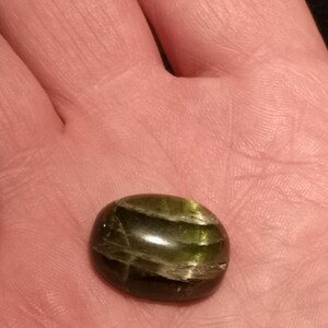 Large Cats eye Tourmaline gemstone - natural Tourmaline cabochon 20.85 CTS - oval shape 20 x 15 mm - Chatoyant Gemstone image 8
