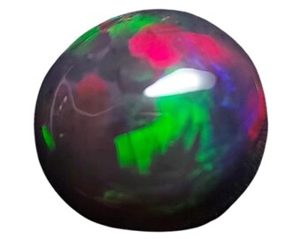 X Large black opal cabochon - natural welo opal gemstone 17.65 CTS - round shape 17 mm - loose Ethiopian rainbow stone for jewelry making