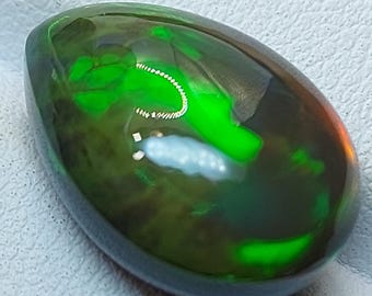 High quality black Opal cabochon - loose natural Ethiopian welo gemstone 8.85 CTS - pear shape 17 x 12 mm - play of color October birthstone
